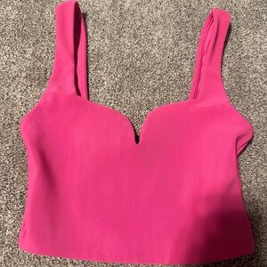 ZARA Sculpted Sweetheart Ribbed Crop Top – Hot Pink